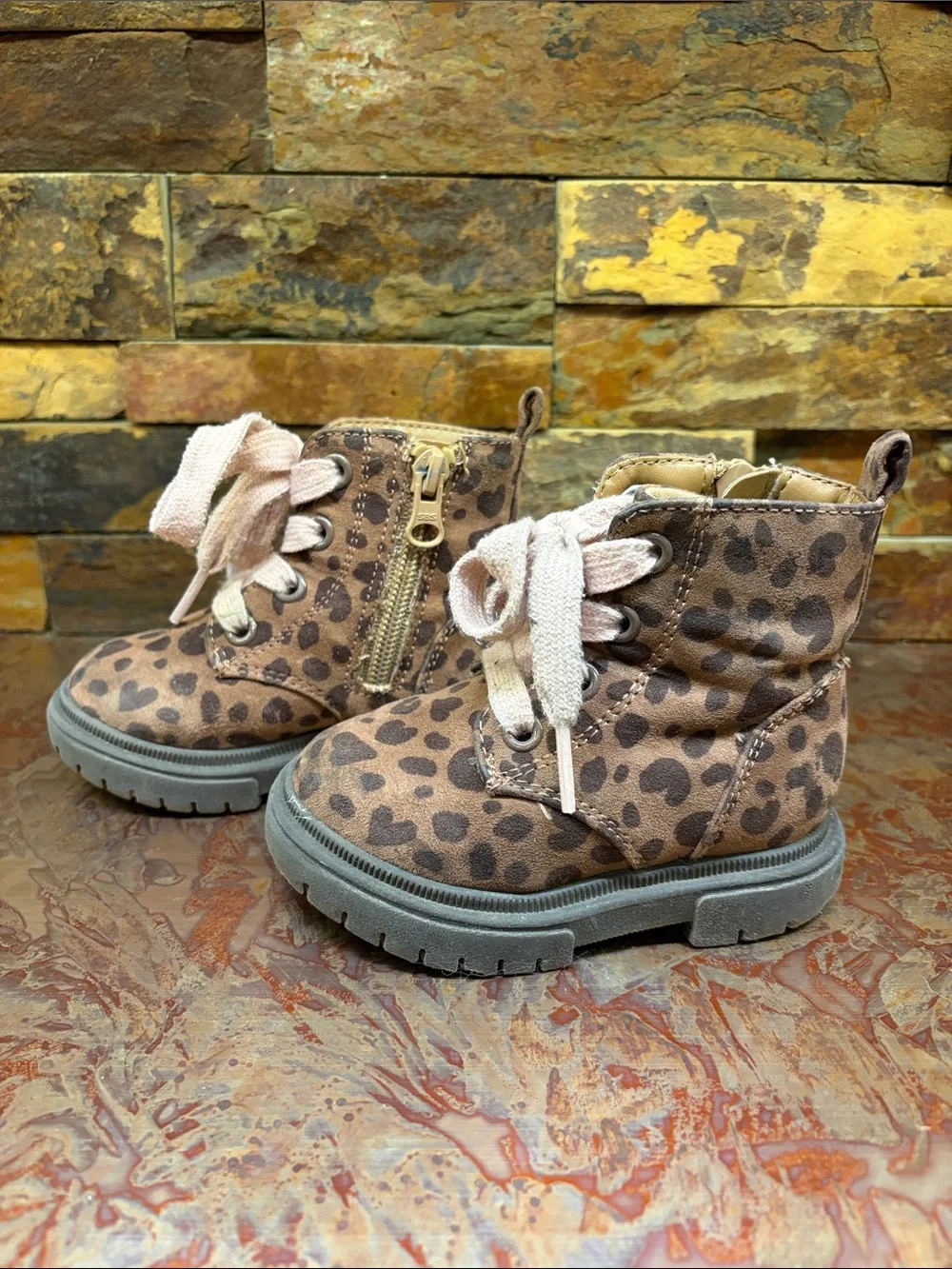 Kids Leopard Print Ankle Boots in Brown, Twin Girl